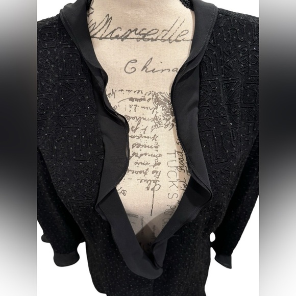 Alex Evenings Vintage Blazer Black Sparkle Womens Size Large - Picture 5 of 11